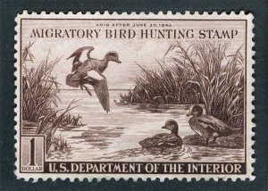 US Sc RW9 Violet Brown $1.00 1942 Hunting Permit Unused No Gum