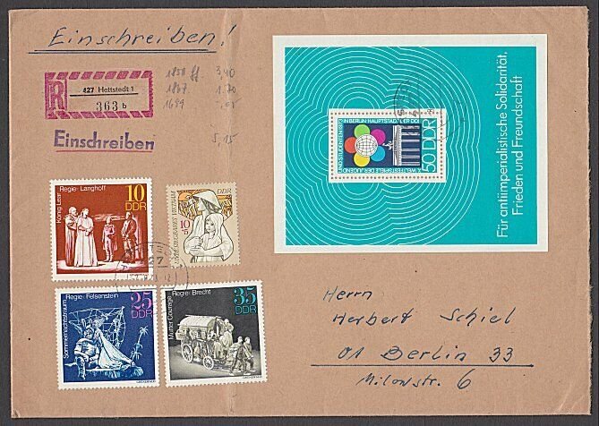 EAST GERMANY 1973 Registered cover - great franking.........................B360