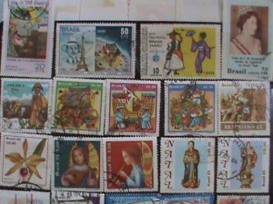 ​BRAZIL STAMPS:34 DIFFERENT JUMBO LARGE BRAZIL USED STAMPS #BR-P HIGH VALUE