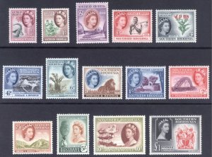 Southern Rhodesia 1953 1/2d-£1 QEII Pictorial Scott 81-94 SG 78-91 MNH Cat $98