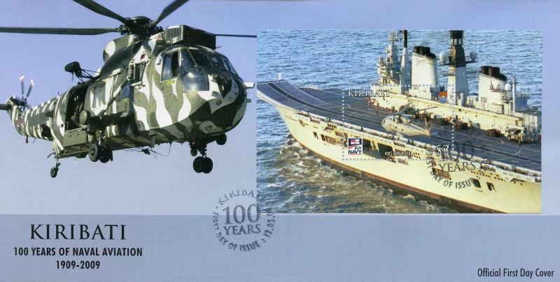 Kiribati 2009 FDC Naval Aviation 100th Ann 1v M/S Cover Helicopters Ships Stamps