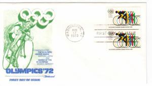 US #1460 6c Olympic Bicyceling pair FDC Fleetwood ECV $4.50