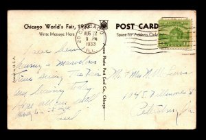 1933 Century Of Progress Worlds Fair Canceled Post Card - L12335