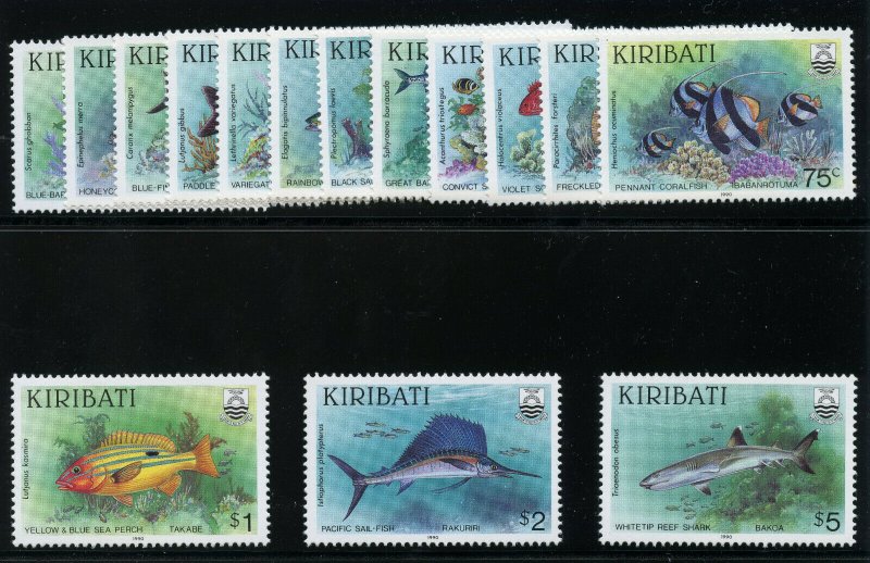 Gilbert & Ellice Is - Kiribati 1990 QEII Fishes set complete MNH. SG 326-340.