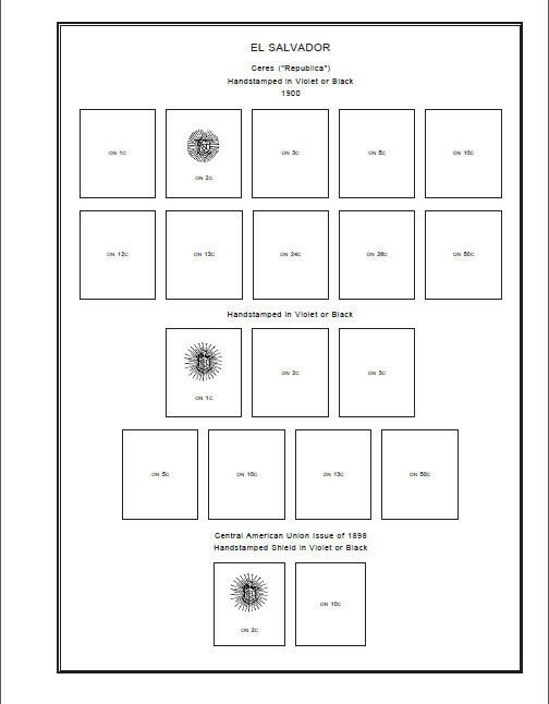  PRINTED EL SALVADOR [CLASS.] 1867-1940 STAMP ALBUM PAGES (87 pages)