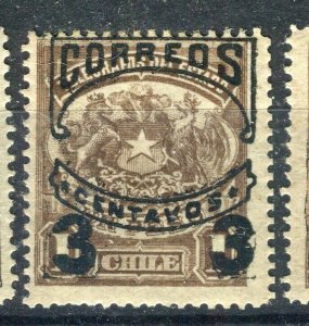 CHILE; ; 1904 early Telegraph ' CORREOS ' Optd. Mint hinged shade of 3c. value