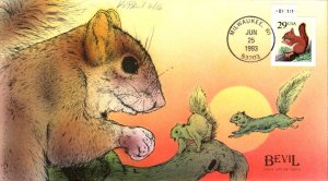 #2489 Red Squirrel Plate Bevil FDC