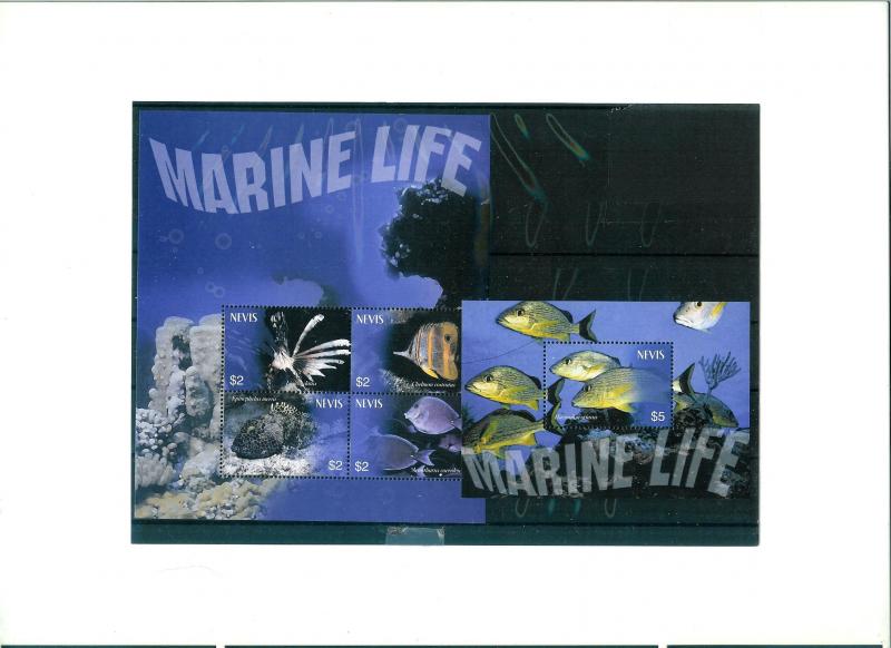 Nevis - MARINE LIFE - Sh + S/S MNH