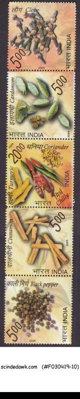 INDIA - 2009 INDIAN SPICES - SE-TENANT 5V STRP MINT NH