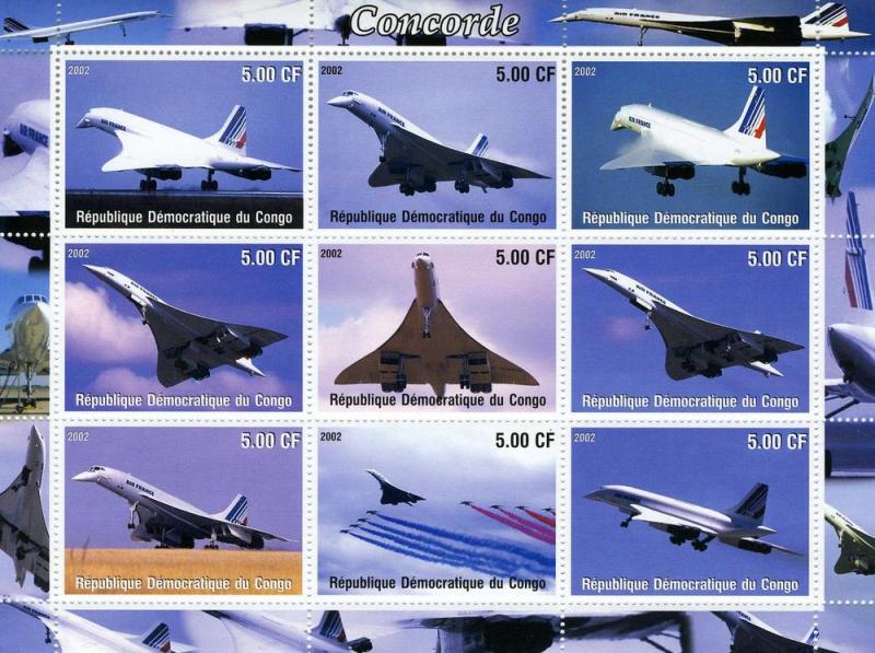 Congo 2002 Concorde Sheet (9) Perforated mnh.vf