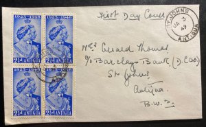 1949 St Johns Antigua First Day COver King George VI Silver Wedding Anniversary