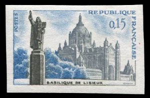 France, 1950-Present #972 (YT 1268) Cat€30, 1960 Lisieux Basilica, imperf. ...