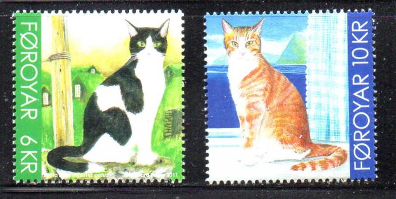 Faroe Islands Sc 551-52 2011 Cats stamp set  mint NH