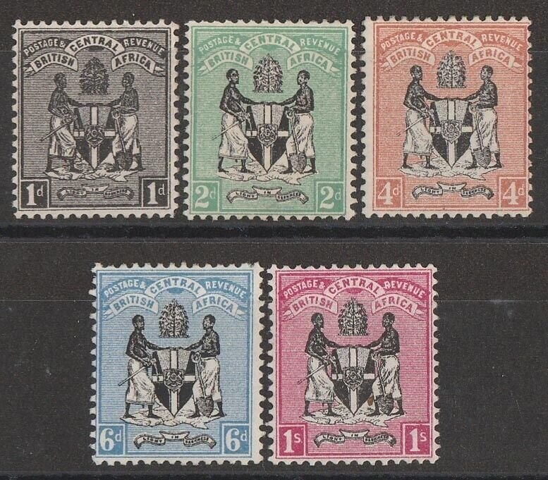 BRITISH CENTRAL AFRICA 1895 Arms 1d to 1/- no wmk.