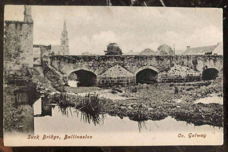 1903 Ballinasloe Ireland RPPC Postcard Cover To Dublin Suck Bridge Core