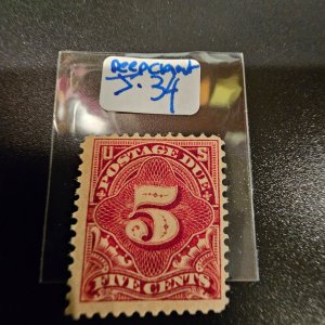 US J34 VF Mint Never Hinged original flawless gum  VF-OG-NH SCV 850.00