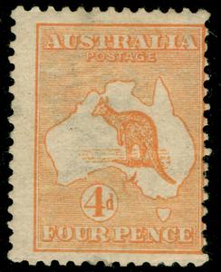 AUSTRALIA SG6, 4d orange, M MINT. Cat £90.