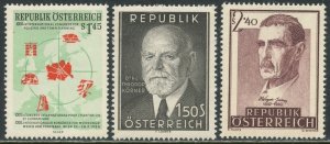 AUSTRIA Sc#612, 614-615 1956-57 Three Different Complete Commems OG Mint NH