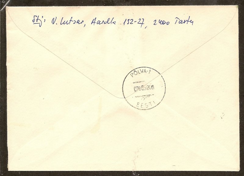 Estonia  Registered Cover Tartu to Polva