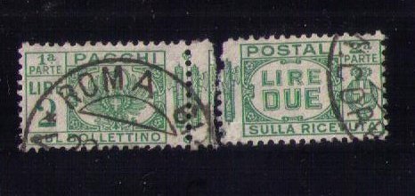 ITALY Scott #Q32 Back of Book used Complete Pair Seperated Center F-VF