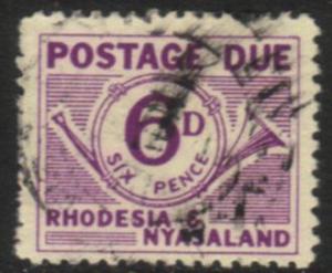 Rhodesia & Nyasaland - 1961 Postage Due 6d Used SG D4