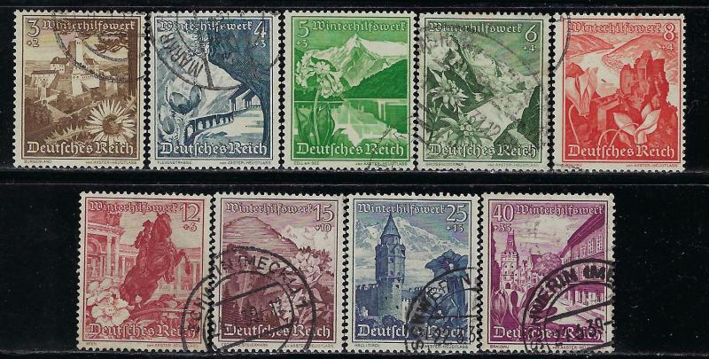 Germany Reich Scott # B123 - B131, used, cpl. set