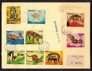 Paraguay Sc 1481-84 Cover - Mailed Jan. 29 1973 to Boston, USA -set Animals