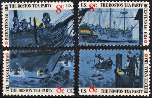 SC#1480-83 8¢ Boston Tea Party Singles (1973) MNH