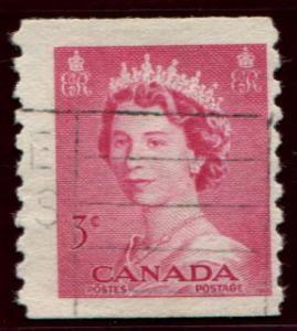 332 Canada 3c Karsh issue coil, used