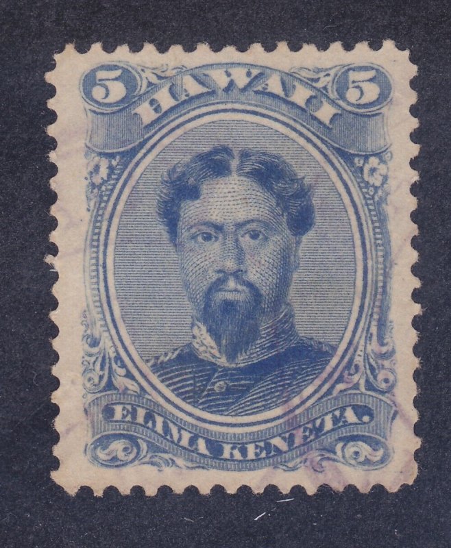 Hawaii 32 Used 1866 5¢ Blue King Kamehameha Issue XF