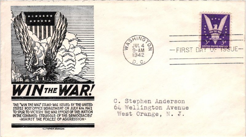 #905 Win The War – Anderson Cachet Addressed to Anderson SCand