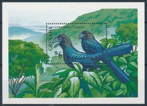 [108859] Grenada 1990 Birds Smooth-billed Ani Cuckoo Souvenir Sheet MNH