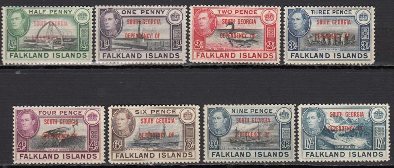 Falkland Islands - South Georgia - 1944 KGVI complete set Sc# 3L1/L8 MNH/MH(524)