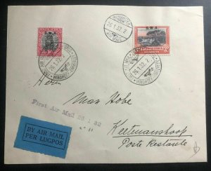 1932 Windhoek South West Africa SWA First Flight Airmail Cover To Keetmanshoop