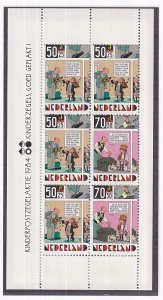 Netherlands  #B607-B610a  MNH  1984  sheet child welfare  comic strips