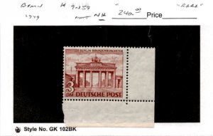 Germany - Berlin, Postage Stamp, #9N59 Mint NH, 1949 Brandenburg Gate (AB)