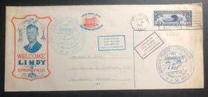 1927 Springfield IL USA Special Flight Lindeberg Day Cover To St Louis Mo