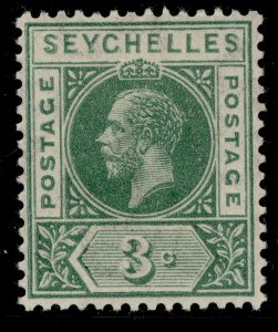 SEYCHELLES GV SG72, 3c green, LH MINT.