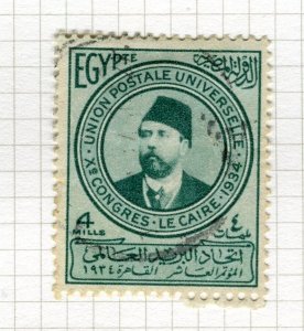 EGYPT; 1934 early UPU Cairo Congress issue fine used 4m. value