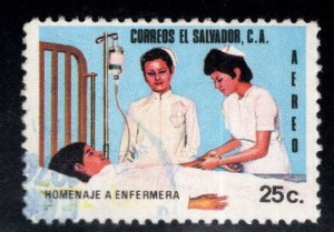 El Salvador Scott 1022 Used Nurse Doctor Patient in Hospital stamp