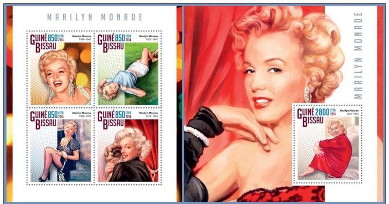 GUINEA BISSAU 2014 2 SHEETS gb14810ab MARILYN MONROE ACTRESS