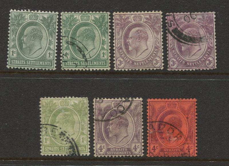 Straits Settlements #109-112 KEVII M/U 1902 Wmk 3 CV$12.00.