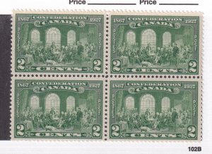 CANADA # 142 VF-MNH BLOCK OF 4 FATHERS OF THE CONFEDERATION CAT VALUE $24