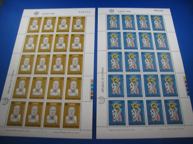 CYPRUS 1980  -  SCOTT # 533-534  2 SHEETS OF 20  MNH