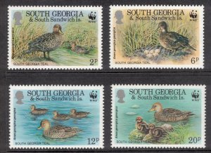 SOUTH GEORGIA 1992 Teal/ WWF; Scott 162-65, SG 214-17; MNH