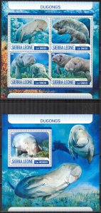 Sierra Leone 2017 Marine Life Dugongs sheet + S/S MNH