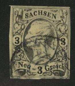 Saxony Scott 12 nice four margin stamp good color and cancel