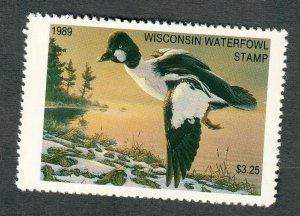 WI12 Wisconsin #12 State Waterfowl Duck Stamp - 1989 Common Goldeneye