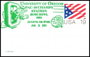 US University of Oregon Pac 10 Champs Rose Bowl 1995 Football Cancel Postcard...