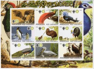 Angola 2000 BIRDS OF THE WORLD PENGUINS SCOUT & ROTARY Sheetlet (9) PERFORATED